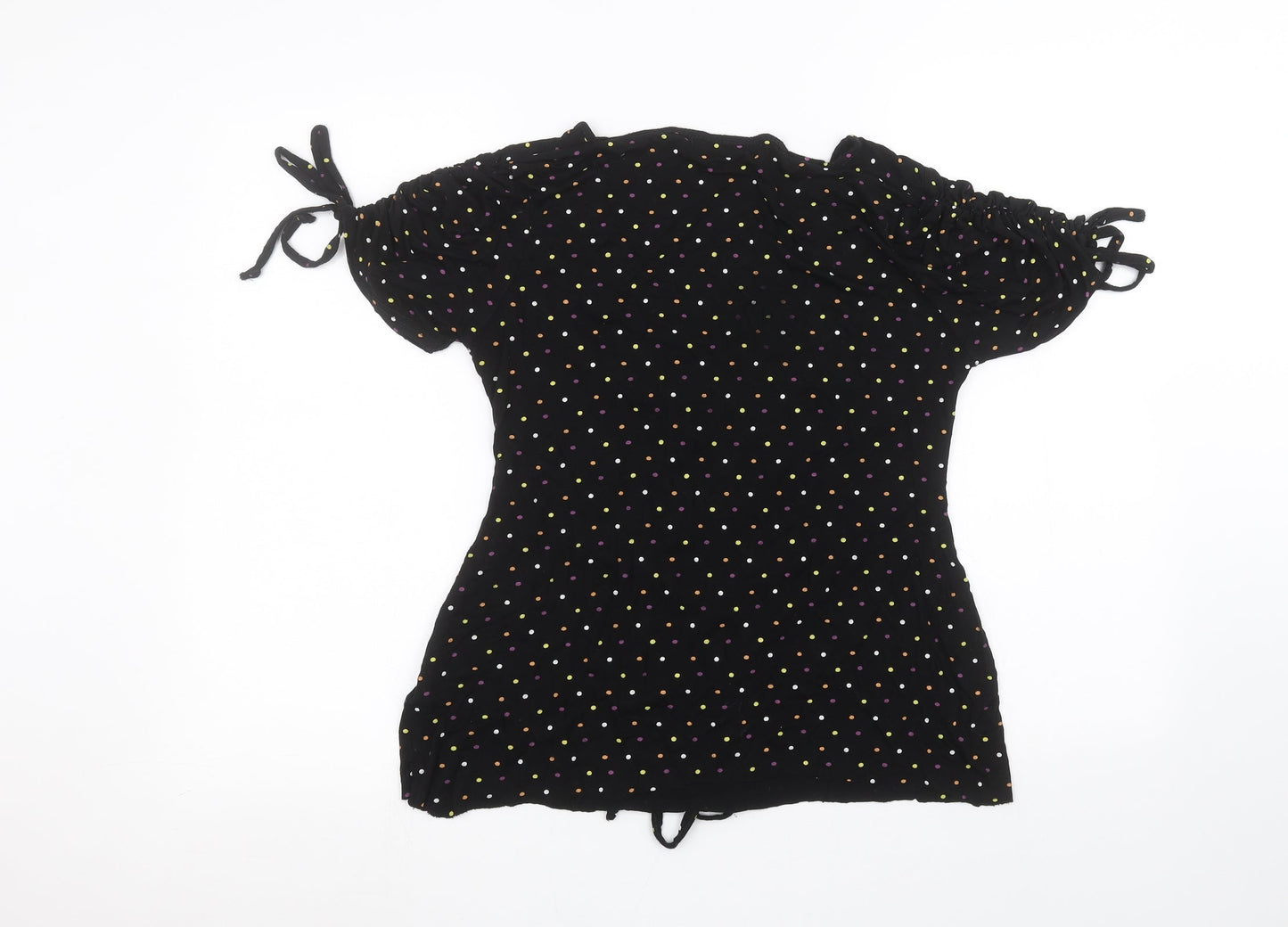 Luna Loves Womens Black Polka Dot  Basic T-Shirt Size 6