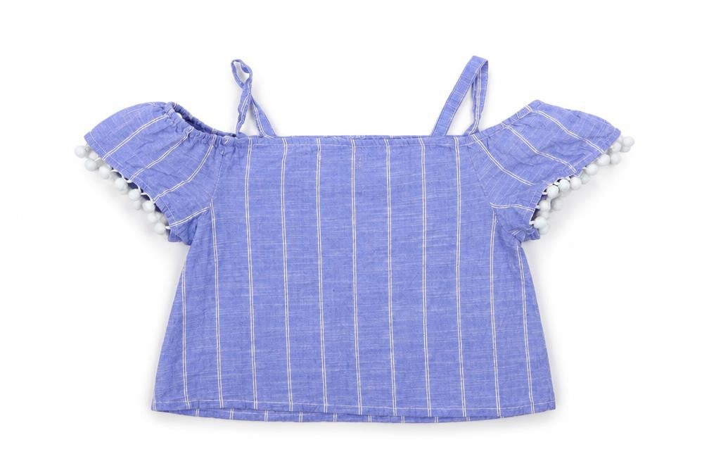M&Co Girls Blue Striped  Basic Blouse Size 9 Years