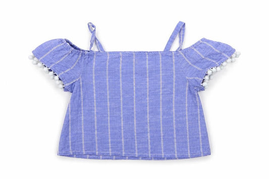M&Co Girls Blue Striped  Basic Blouse Size 9 Years