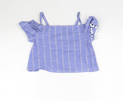 M&Co Girls Blue Striped  Basic Blouse Size 9 Years