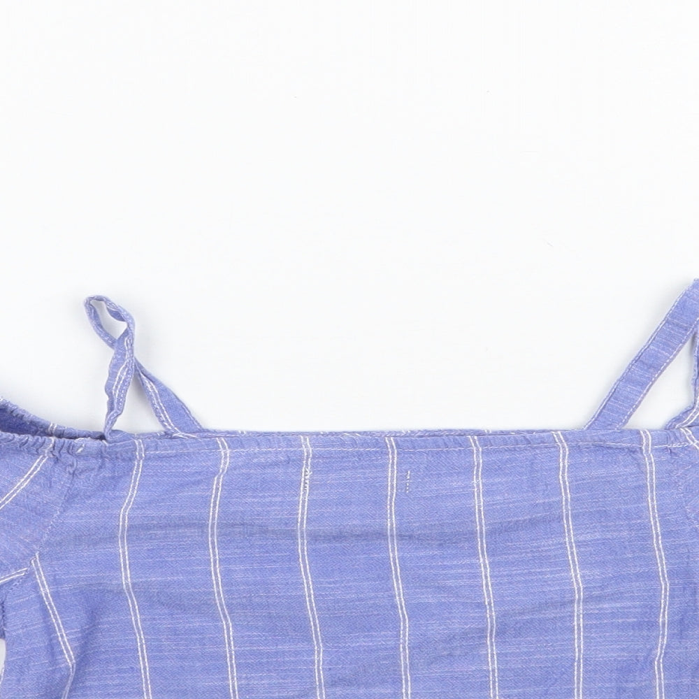 M&Co Girls Blue Striped  Basic Blouse Size 9 Years
