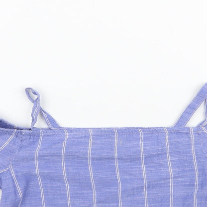 M&Co Girls Blue Striped  Basic Blouse Size 9 Years