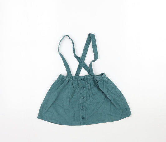 George Girls Green  Corduroy Pinafore/Dungaree Dress  Size 12-18 Months