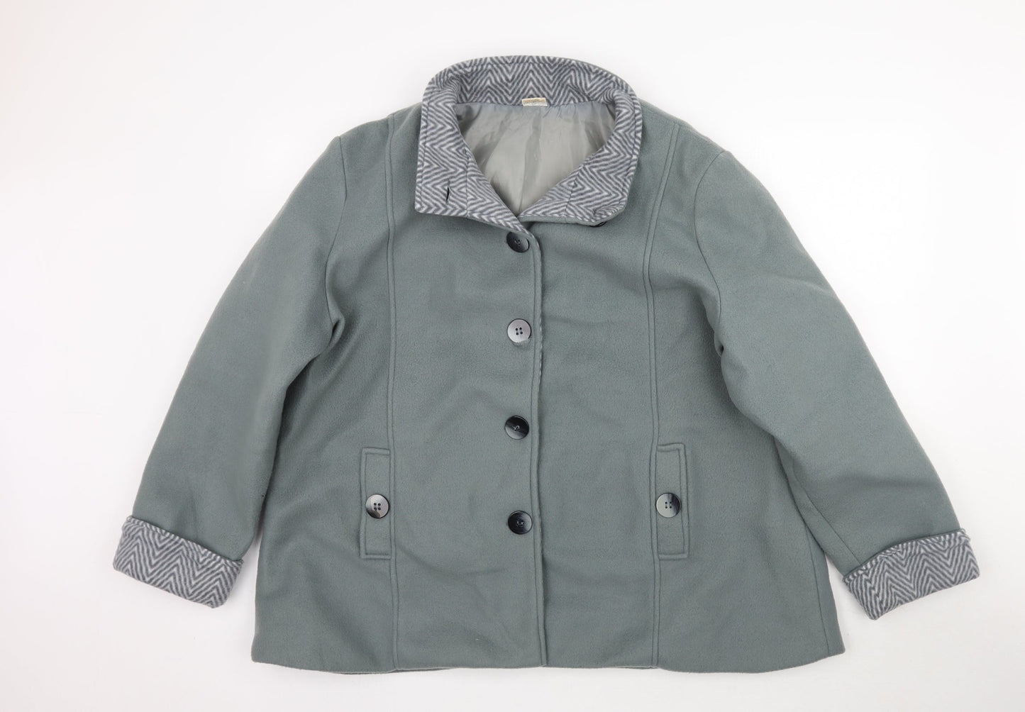 Anne De Lancay Womens Green   Overcoat Coat Size XL