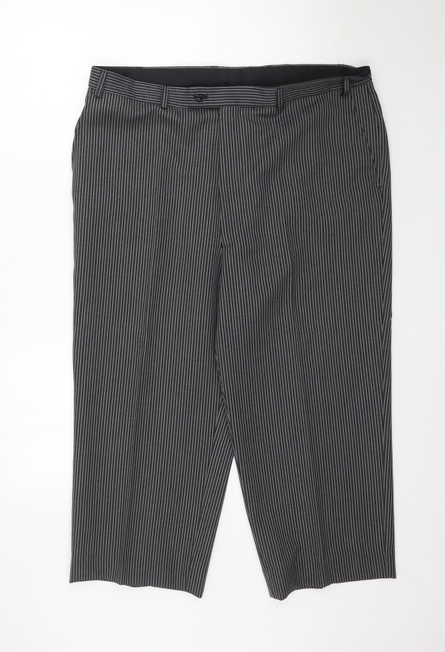 Preworn Womens Grey Striped  Trousers  Size L L23 in