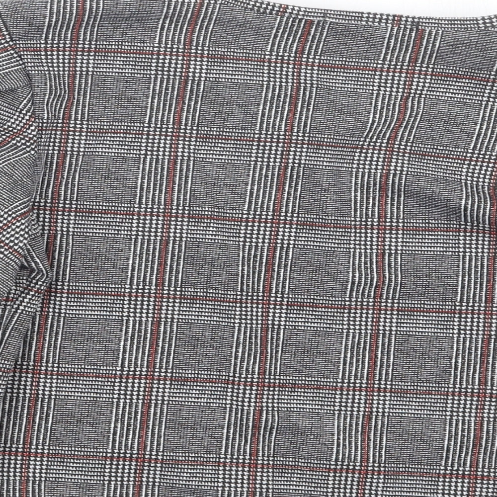 Boohoo Womens Grey Check  Basic Blouse Size 8