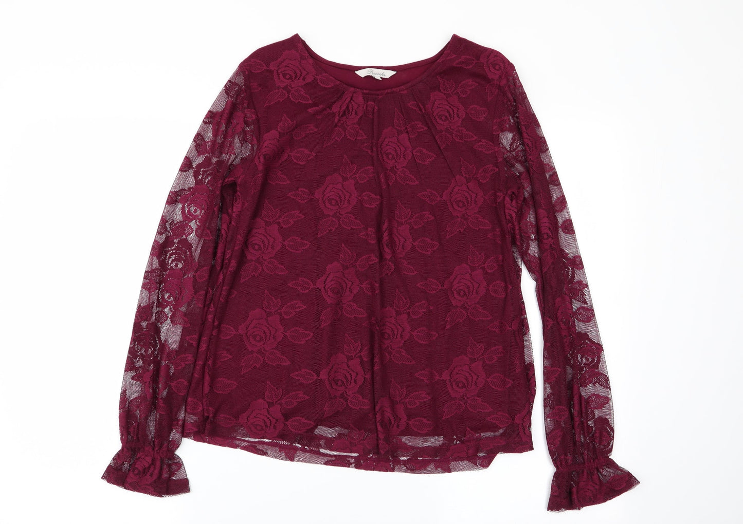 Peacocks Womens Purple Floral  Basic Blouse Size 8