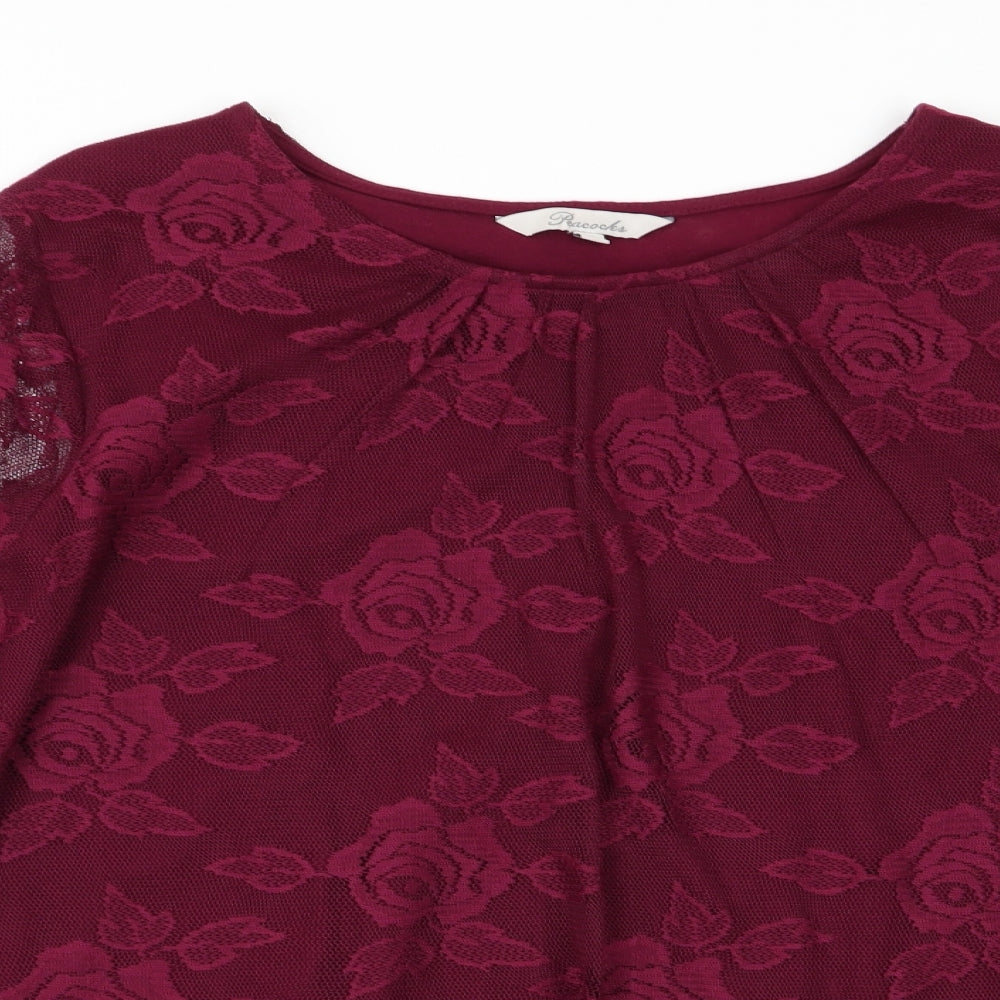 Peacocks Womens Purple Floral  Basic Blouse Size 8