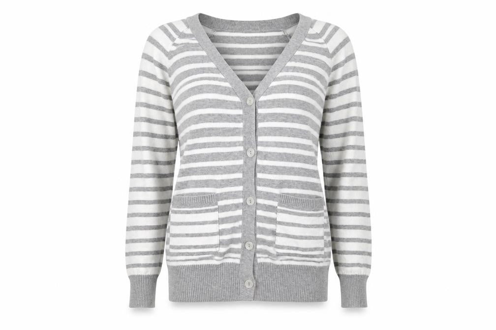 evie Womens Grey Striped  Cardigan Jumper Size 8