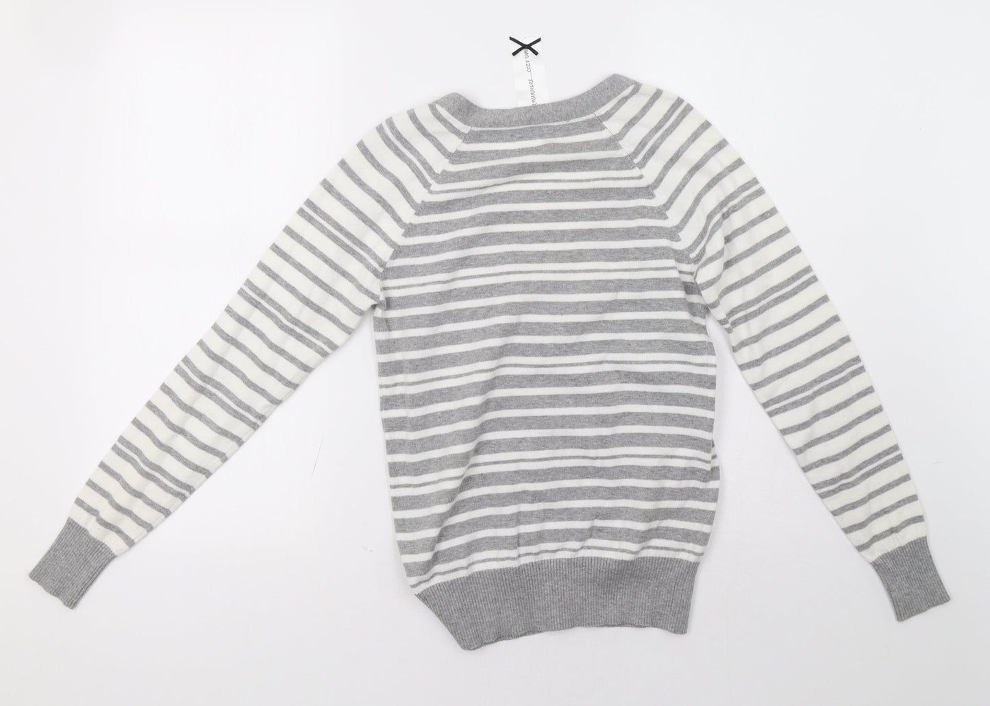 evie Womens Grey Striped  Cardigan Jumper Size 8