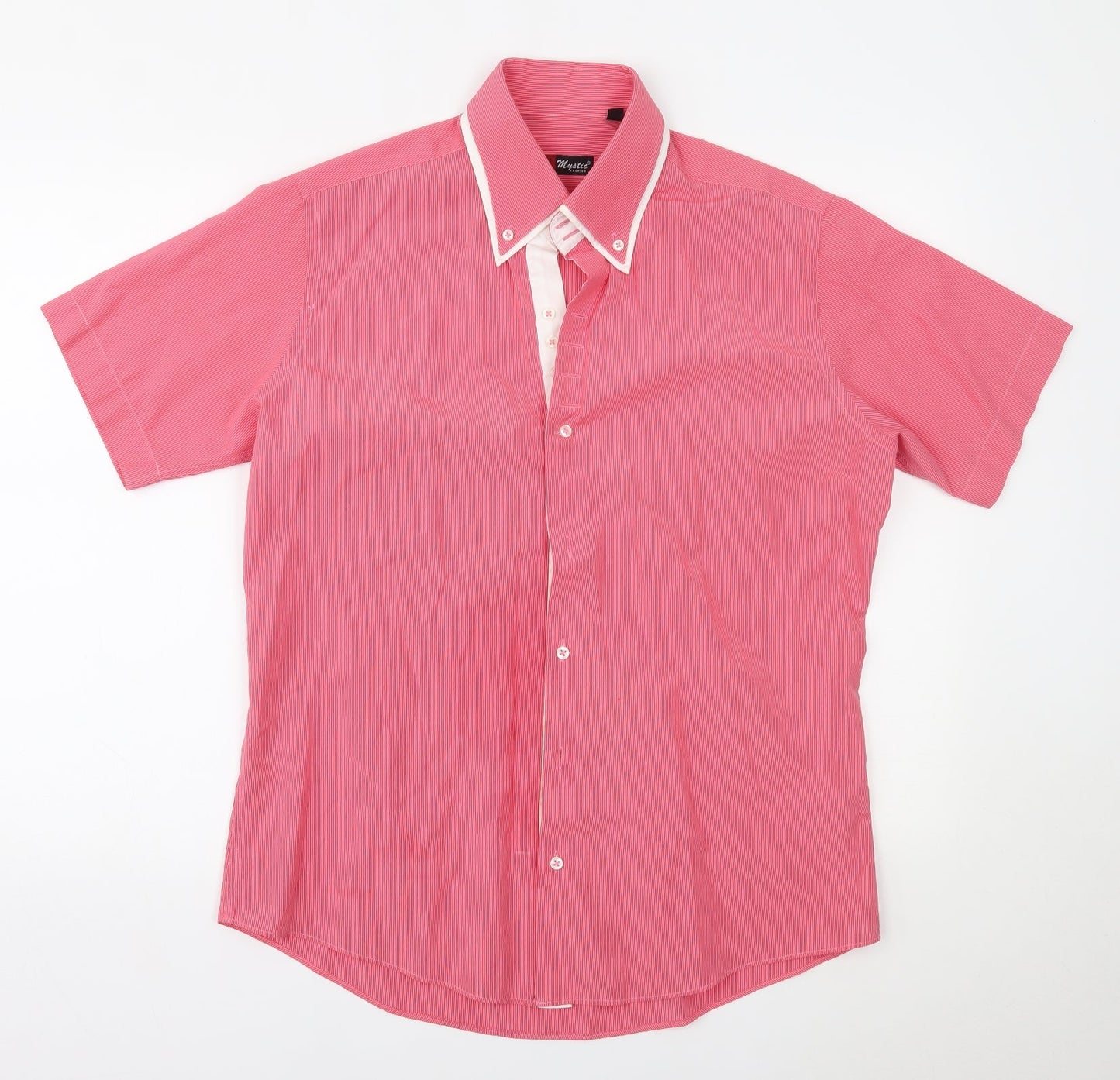 Mystic Mens Red Striped   Button-Up Size 42