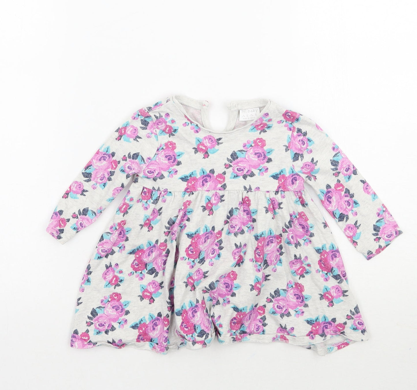 F&F Girls Grey Floral  Basic Blouse Size 3-6 Months