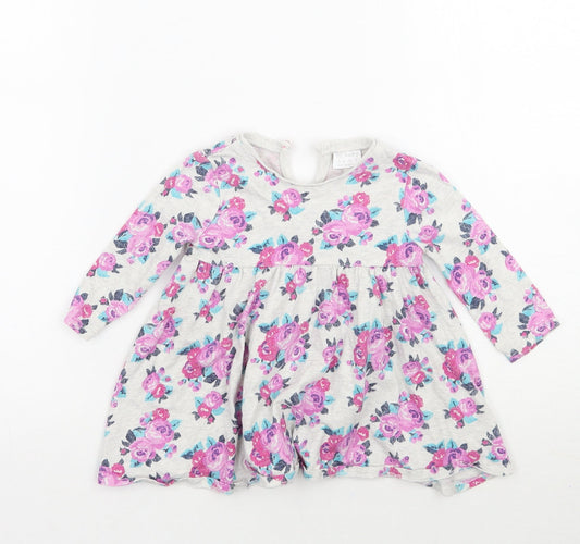 F&F Girls Grey Floral  Basic Blouse Size 3-6 Months