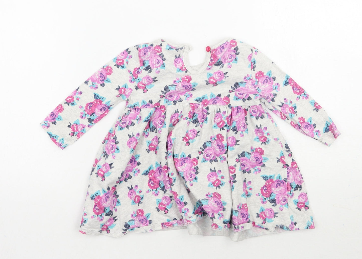 F&F Girls Grey Floral  Basic Blouse Size 3-6 Months