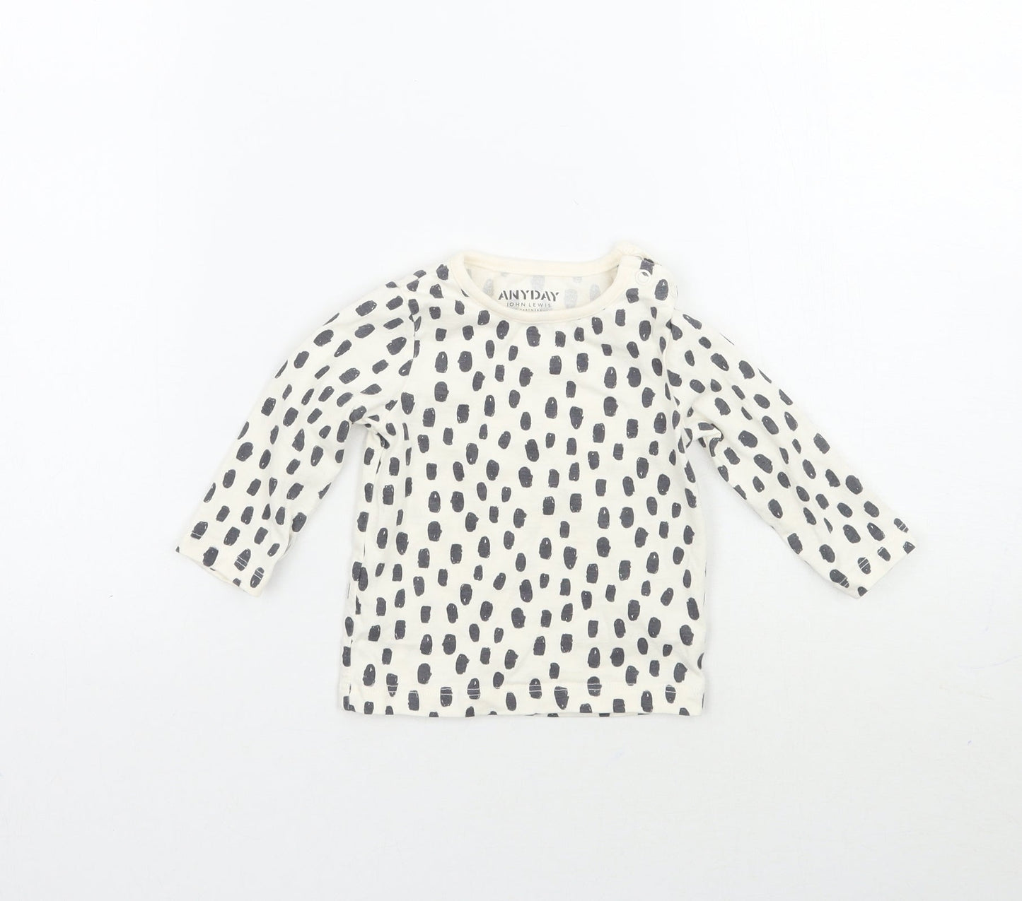 Anyday Girls Ivory Geometric  Basic T-Shirt Size 0-3 Months