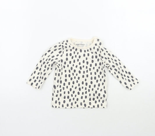 Anyday Girls Ivory Geometric  Basic T-Shirt Size 0-3 Months
