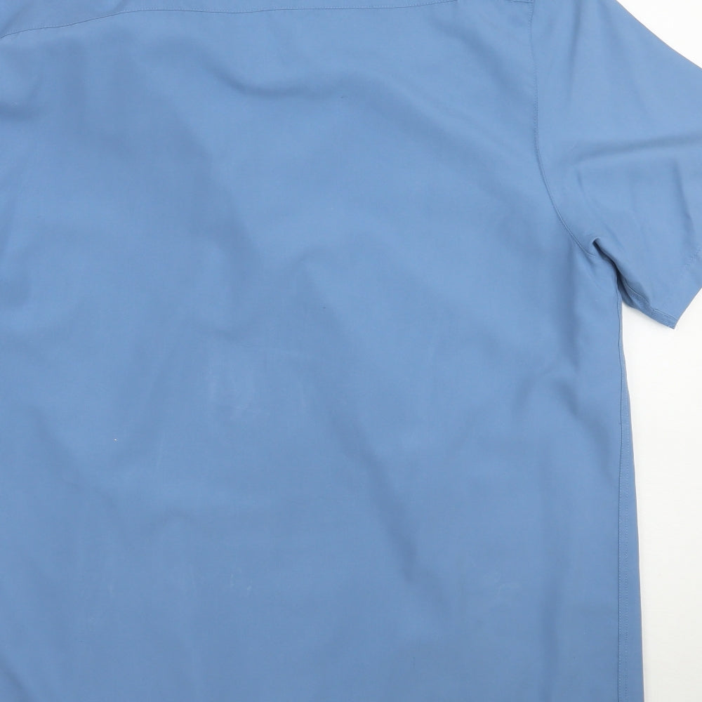 Easy Mens Blue Geometric   Button-Up Size L
