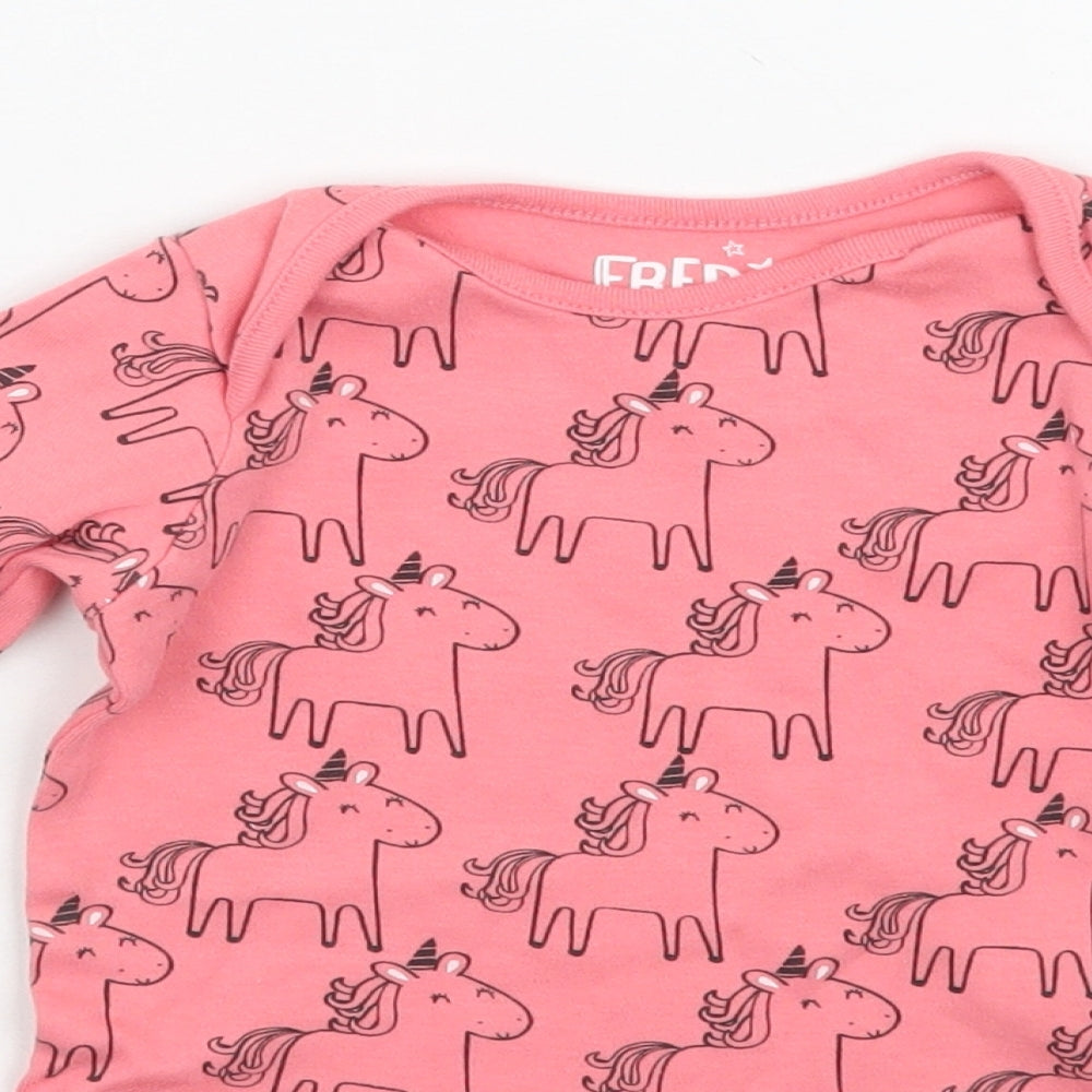 Fed&flo Girls Pink Geometric  Babygrow One-Piece Size 9-12 Months