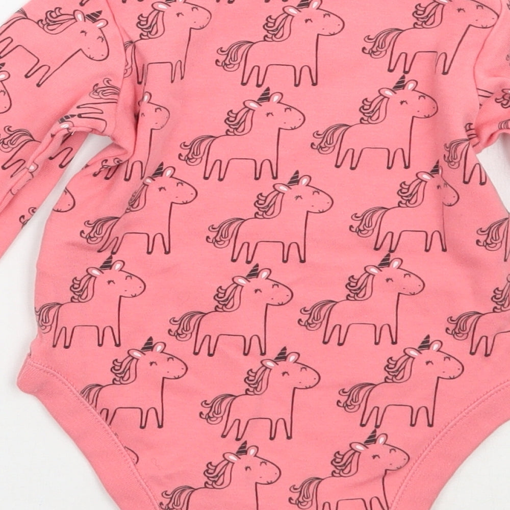 Fed&flo Girls Pink Geometric  Babygrow One-Piece Size 9-12 Months