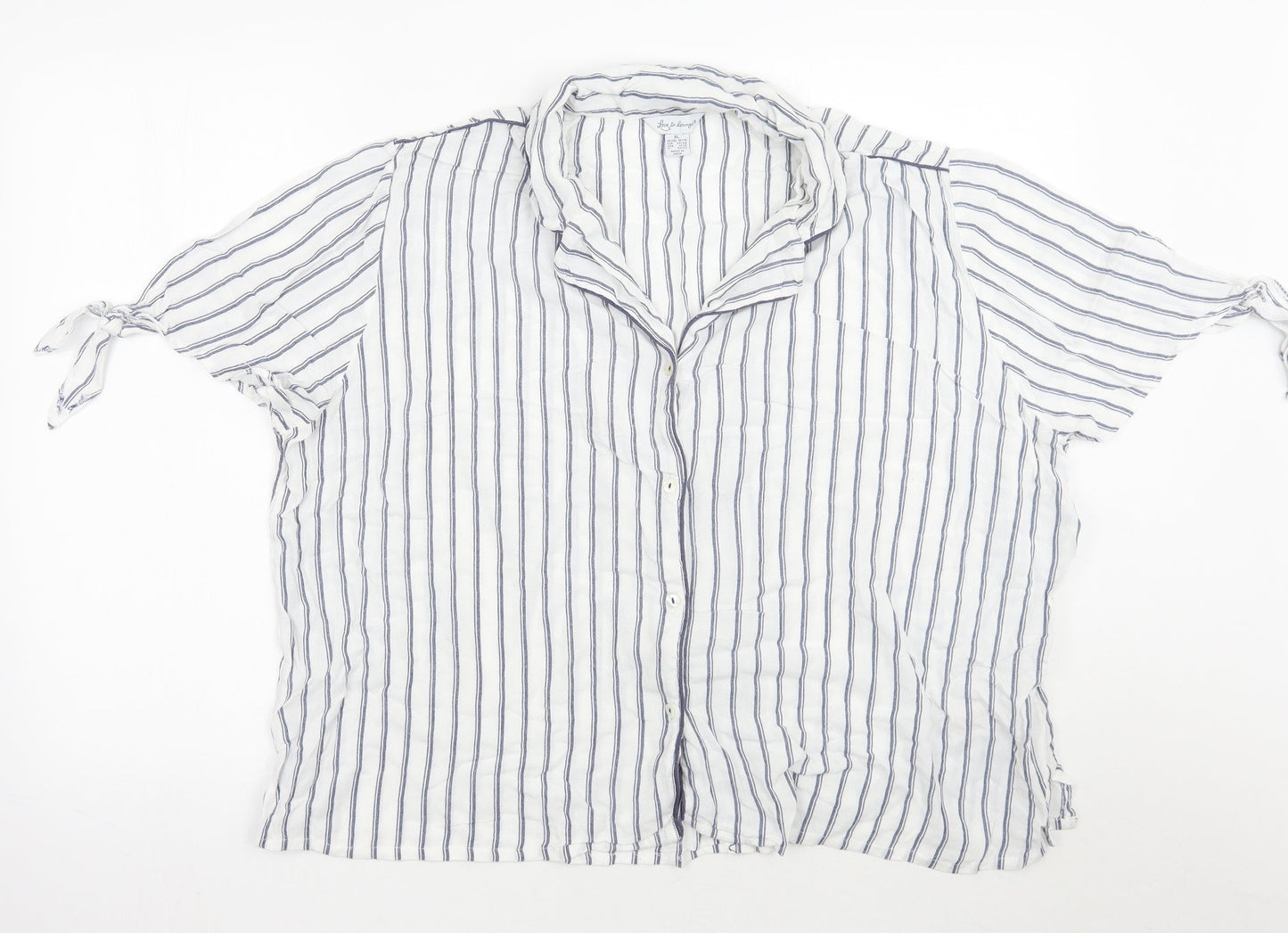 Love to lounge Womens White Striped  Basic Button-Up Size XL