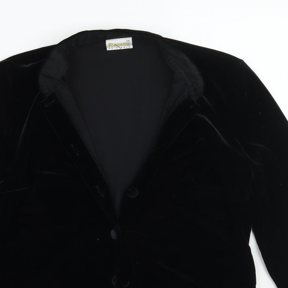Roman Womens Black  Rayon Jacket Blazer Size 10