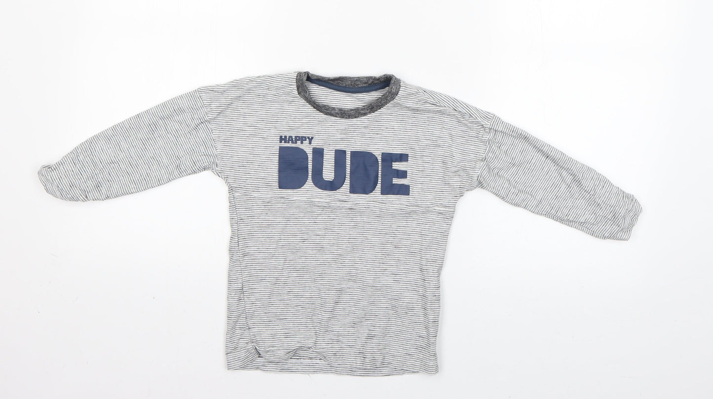 Matalan Boys Grey Striped  Basic T-Shirt Size 4-5 Years