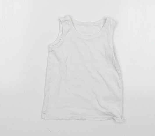 Marks and Spencer Boys White   Basic Tank Size 3-4 Years