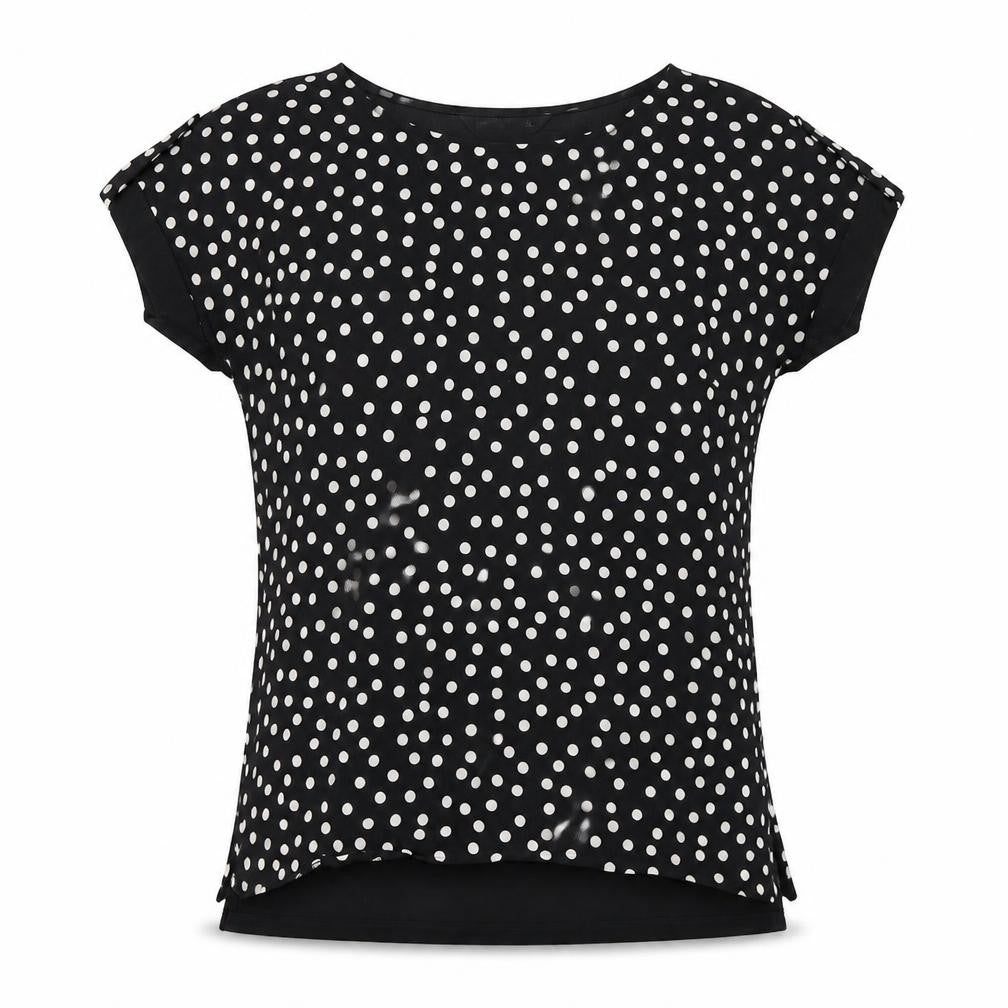 F&F Womens Black Polka Dot  Basic Blouse Size 6