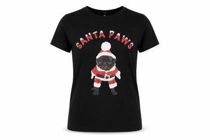 Sinsay Womens Black   Basic T-Shirt Size M  - Santa Paws