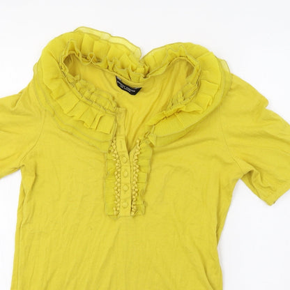 Preloved Dorothy Perkins Womens Yellow   Basic T-Shirt Size 12 - Detail