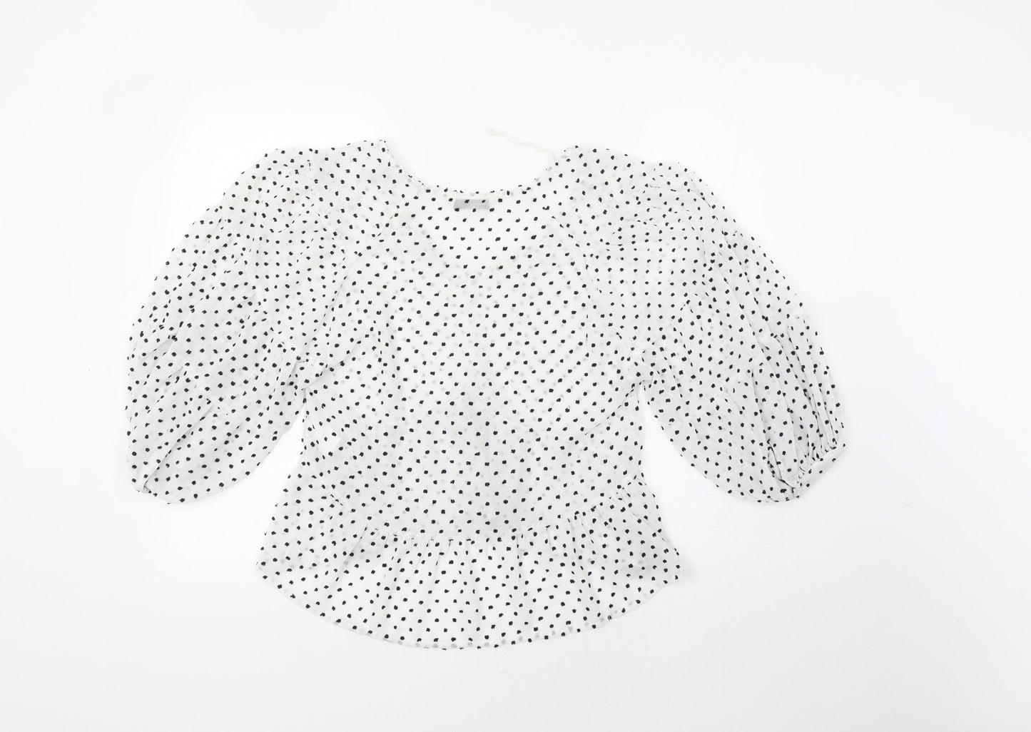 Stradivarius Womens White Polka Dot  Basic Blouse Size S