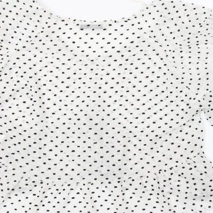 Stradivarius Womens White Polka Dot  Basic Blouse Size S