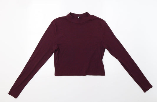 H&M Womens Purple   Cropped T-Shirt Size L
