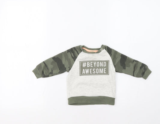 Primark Baby Grey Camouflage  Pullover Jumper Size 6-9 Months