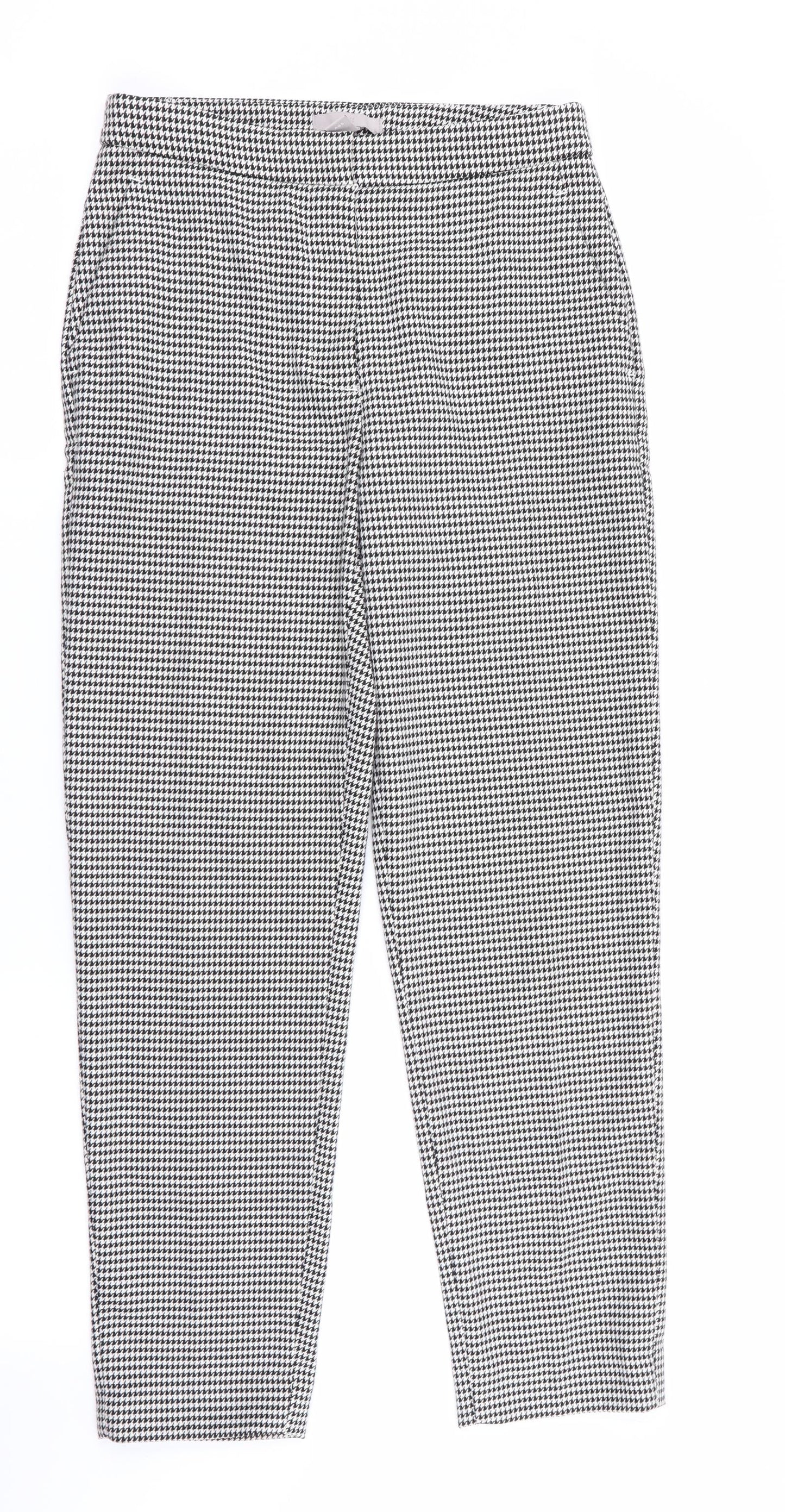 H&M Womens Black Houndstooth  Capri Trousers Size 6 L25 in