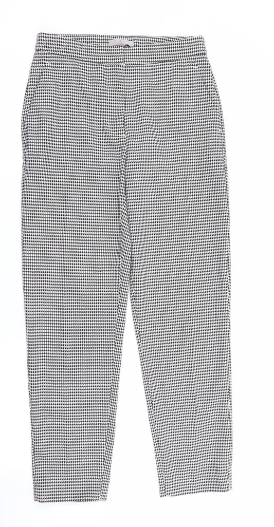 H&M Womens Black Houndstooth  Capri Trousers Size 6 L25 in