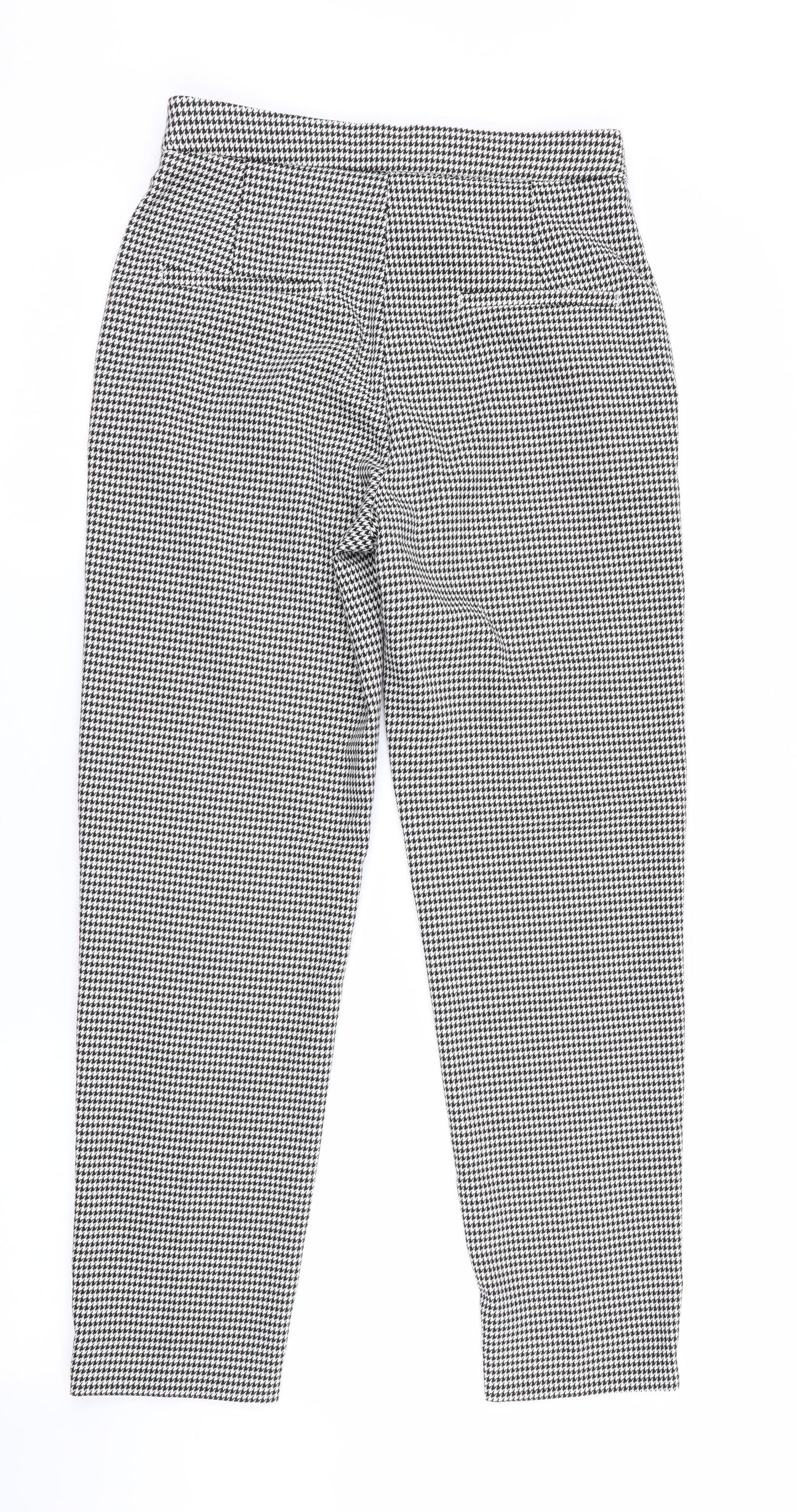 H&M Womens Black Houndstooth  Capri Trousers Size 6 L25 in