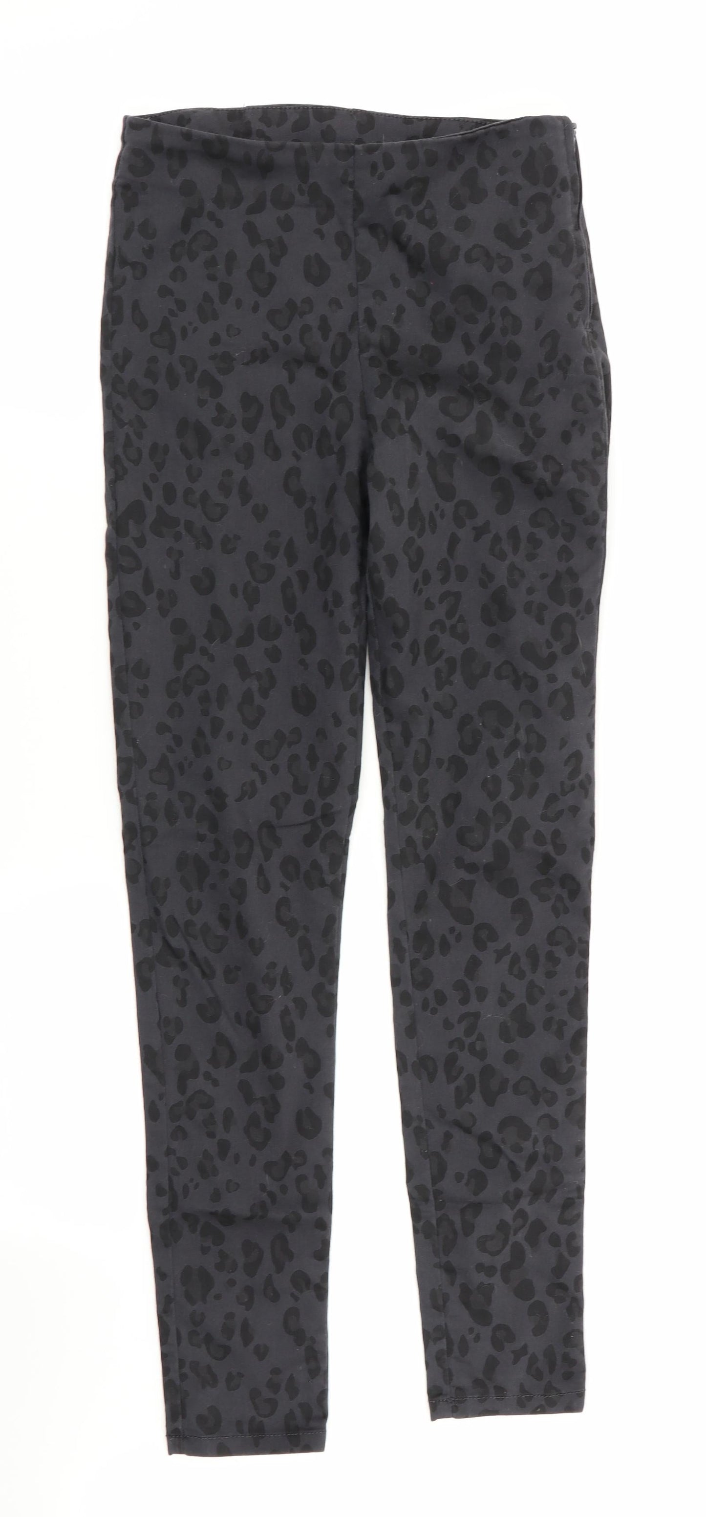 Divided Womens Black Animal Print  Jegging Trousers Size 6 L28 in - Side Zip