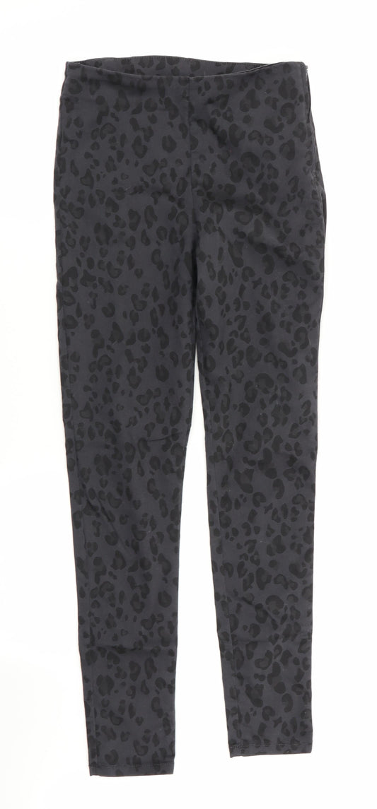 Divided Womens Black Animal Print  Jegging Trousers Size 6 L28 in - Side Zip