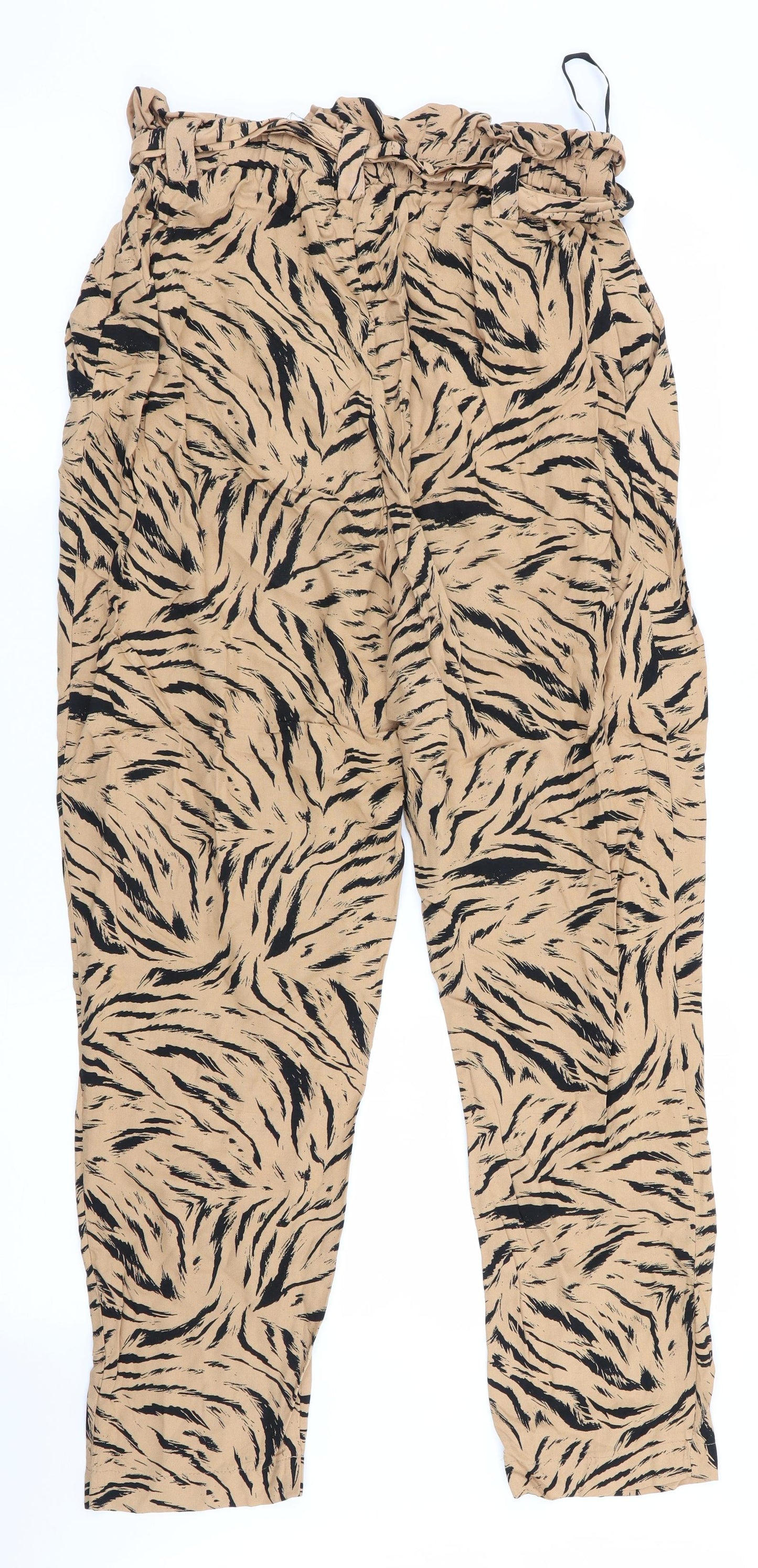 Dorothy Perkins Womens Brown Animal Print  Bloomer Trousers Size 8 L27 in