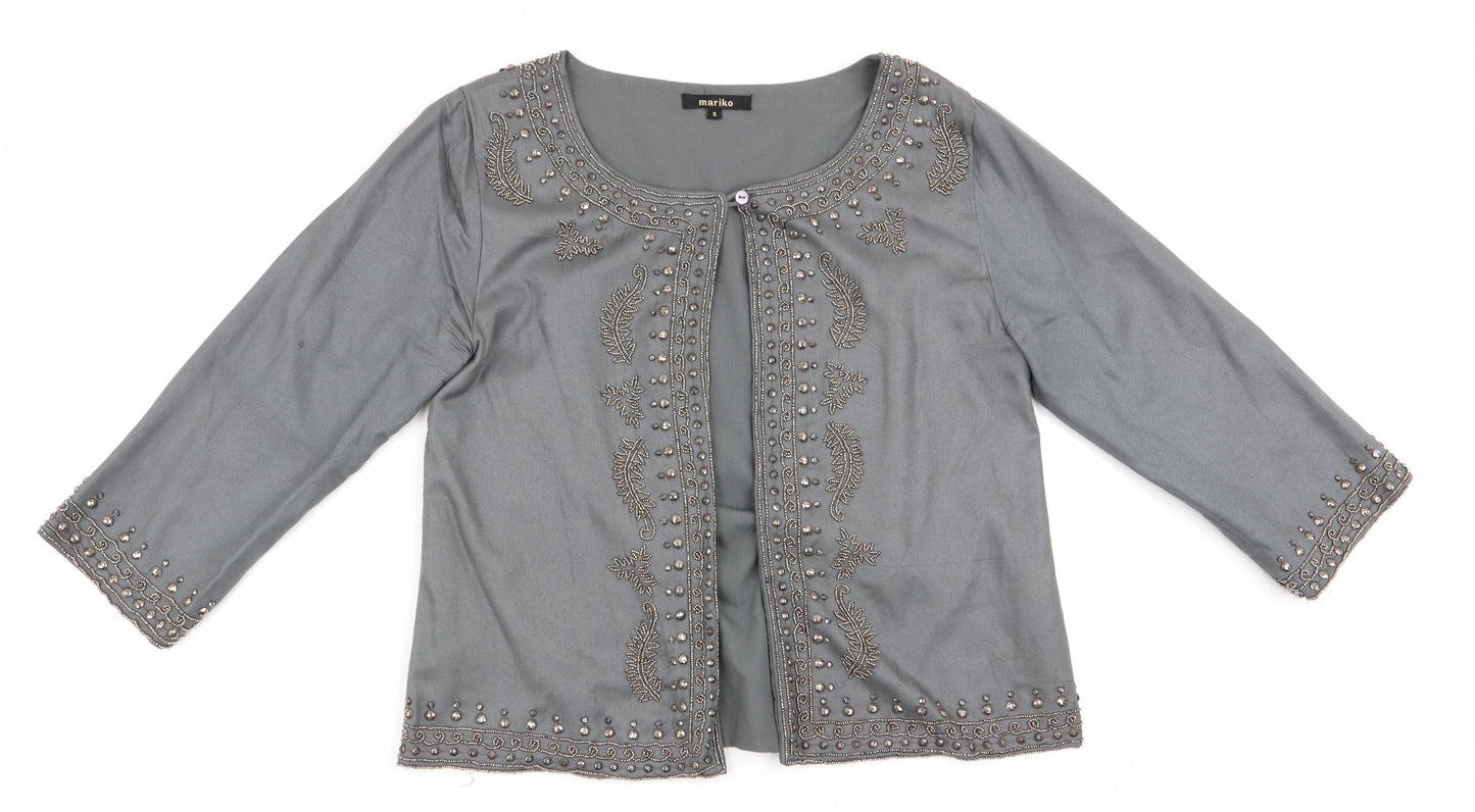 Mariko Womens Grey Floral  Jacket  Size S