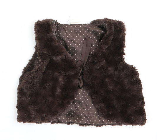 H&M Girls Brown   Gilet Waistcoat Size 18 Months  - Faux Fur
