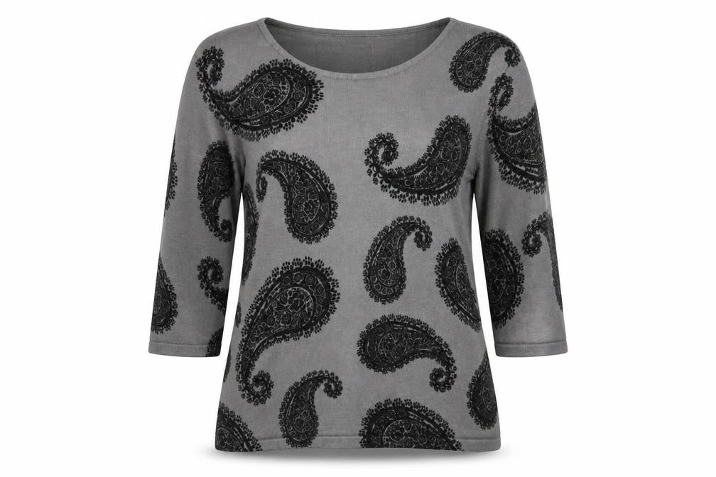 Emreco Womens Grey Paisley  Pullover Jumper Size 16