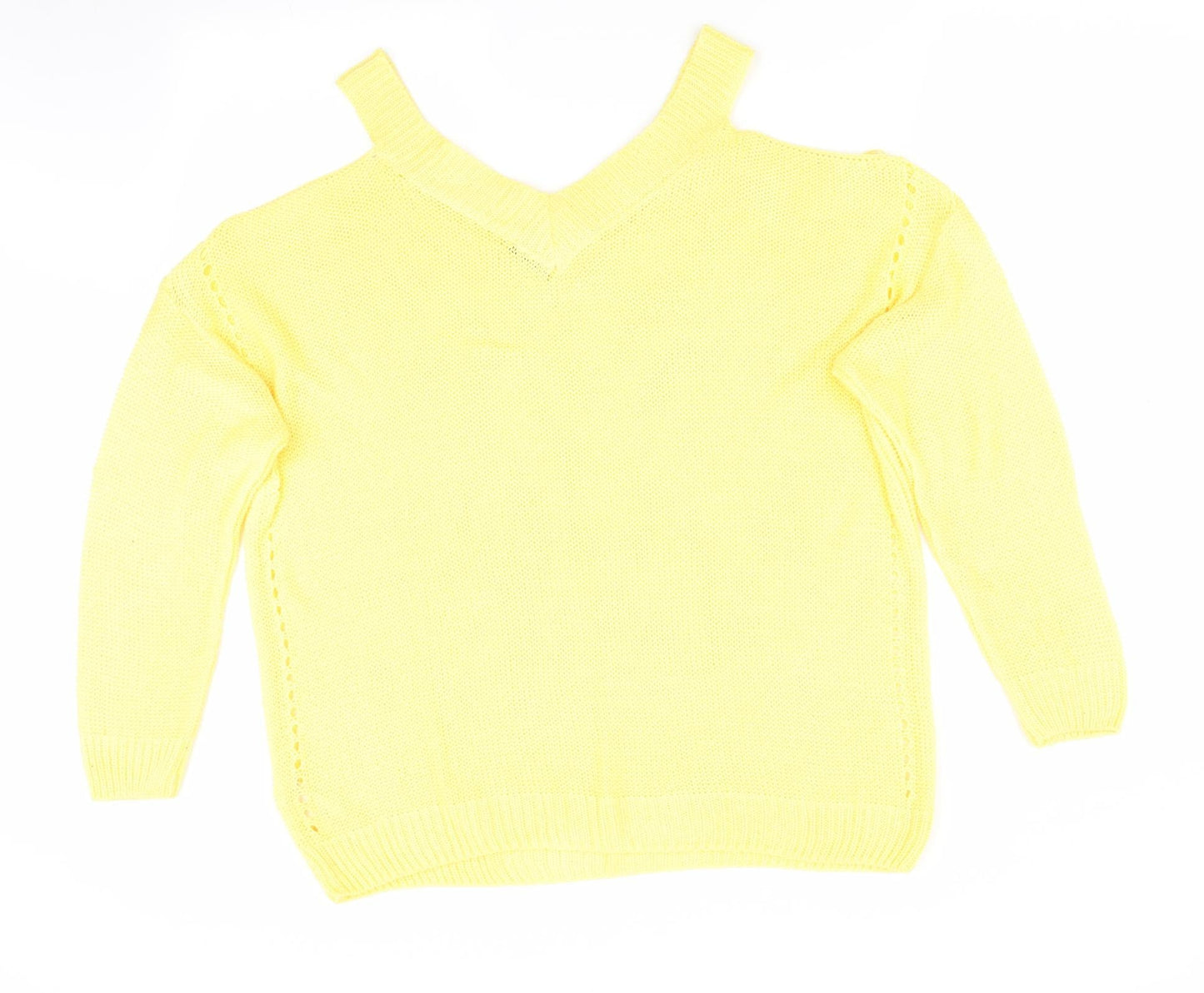 Florence and Fred Womens Yellow   Pullover Jumper Size 14  - Cut out shoulders