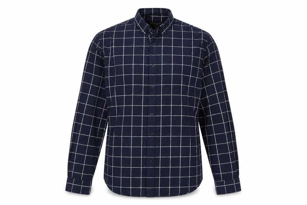 Zara Mens Blue Check   Button-Up Size L