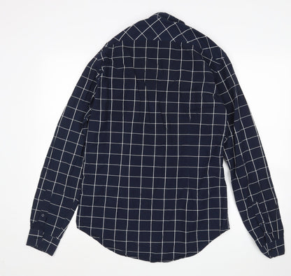 Zara Mens Blue Check   Button-Up Size L