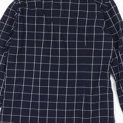 Zara Mens Blue Check   Button-Up Size L