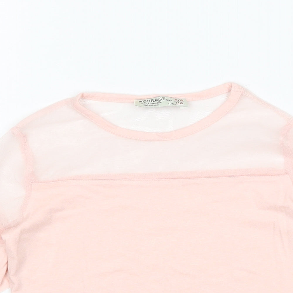 Woo Rage Girls Pink   Basic T-Shirt Size 5-6 Years