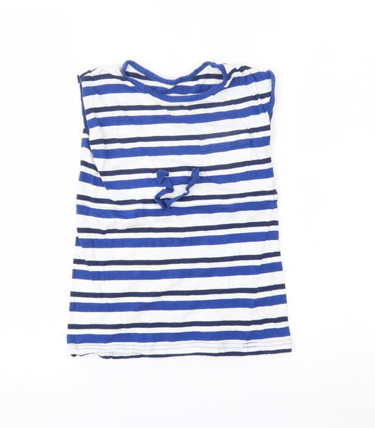 Lily & dan Girls Blue Striped  Basic Blouse Size 3-4 Years