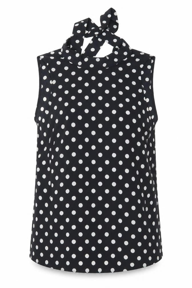 maria bellesy Womens Black Polka Dot  Basic Blouse One Size